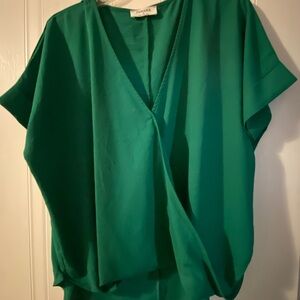 Zenana Outfitters Green Dolman Sleeve Wrap Blouse